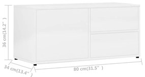 Έπιπλο Τηλεόρασης Γυαλιστερό Λευκό 80x34x36 εκ. Επεξ. Ξύλο - Λευκό