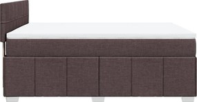 vidaXL Κρεβάτι Boxspring με Στρώμα Σκούρο Καφέ 140x200 εκ Υφασμάτινο