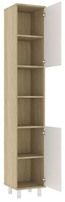 vidaXL Στήλη Μπάνιου Λευκό/Sonoma Δρυς 30 x 30 x 179 εκ. Μοριοσανίδα
