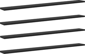 vidaXL Ράφι Βιβλίων 4 pcs Μαύρο 100 x 10 x 1,5 cm Επεξεργασμένο ξύλο