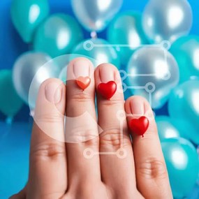Intra Συλλεκτικό Ξύλινο Παζλ Plywood  4mm - Χέρι με Red Hearts Nail Art Σε Ξύλινο Κουτί - Διαστάσεις: 10x10 cm – 25 κομμάτια
