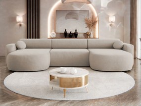 Γωνιακός καναπές Nicelo U-Καφέ Ανοιχτό