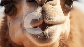 Σετ των 2 Intra Συλλεκτικό Ξύλινο Παζλ Plywood 4mm - Κοντινό πλάνο του προσώπου μιας καμήλας Σε Ξύλινο Κουτί - Διαστάσεις: 10x10 cm – 25 κομμάτια