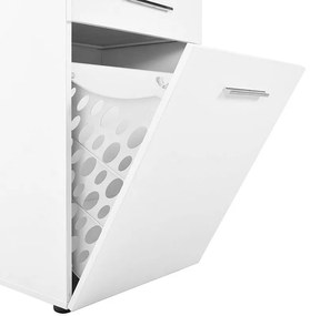 Ντουλάπι με καλάθι απλύτων Diamond Megapap χρώμα λευκό gloss 52x38x187εκ.