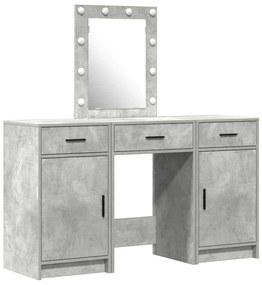 vidaXL Τραπέζι περιποίησης με συρτάρι 3 pcs Γκρι 50 x 41 x 135 εκ