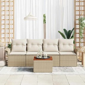 vidaXL Σετ Καναπέ Κήπου 5 pcs Μπεζ Πολυ ράταν