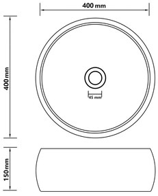Νιπτήρας Πολυτελής Στρογγυλός Κρεμ Ματ 40 x 15 εκ. Κεραμικός - Κρεμ