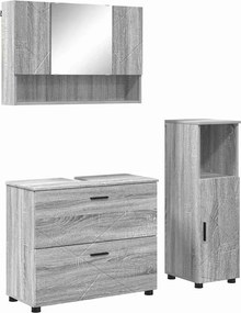 vidaXL Σετ Επίπλων Μπάνιου 3 τεμ. Γκρίζο Σονομα