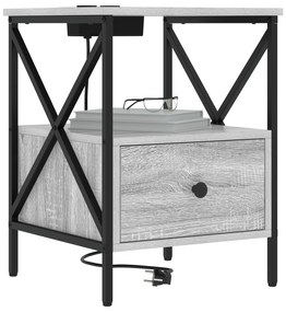 vidaXL Κομοδίνο με συρτάρι 2 pcs Γκρι sonoma 41.5 x 40.5 x 55 εκ.