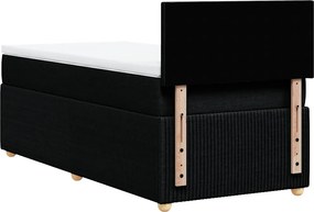 vidaXL Κρεβάτι Boxspring με Στρώμα Μαύρο 90x200 εκ. Υφασμάτινο