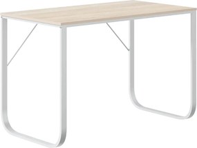vidaXL Γραφείο Υπολογιστή Λευκό/Δρυς 110 x 60 x 73 εκ. από Μοριοσανίδα
