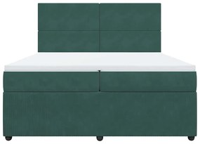 vidaXL Κρεβάτι Boxspring με Στρώμα Σκούρο Πράσινο 200x200εκ. Βελούδινο