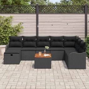 vidaXL Σετ Καναπέ Κήπου με μαξιλάρι 9 pcs Μαύρο Πολυ ράταν