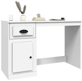 vidaXL Γραφείο με Συρτάρι Λευκό 115x50x75 εκ. από Επεξεργασμένο Ξύλο