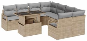 vidaXL Σετ Καναπέ Κήπου 9 pcs μπεζ και ανοιχτό γκρι 100 x 55 x 73 εκ