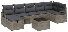 vidaXL Σετ Καναπέ Κήπου με μαξιλάρι 8 pcs Γκρι Πολυ ράταν
