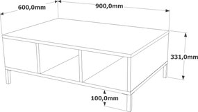 Τραπεζάκι Σαλονιού Atlantic Πεύκο / Ανθρακί OFROL 90x60x33.1