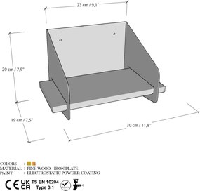 Ράφι Τοίχου Χρυσό SHORT 30x19x20