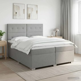 vidaXL Κρεβάτι box spring με στρώμα Ανοιχτό γκρι 200 x 200 cm Ύφασμα