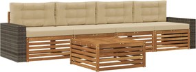 vidaXL Σειρά Καναπέ Εξωτερικού 5 τμχ. Φυσικό και Μπεζ