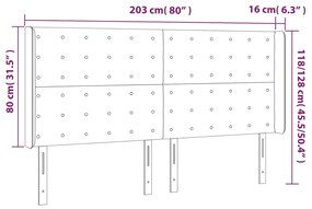 Κεφαλάρι Κρεβατιού LED Ανοιχτό Γκρι 203x16x118/128εκ. Βελούδινο 3124548