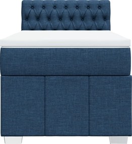 vidaXL Κρεβάτι Boxspring με Στρώμα Μπλε 90x200 εκ.Υφασμάτινο