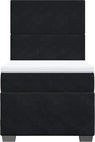 vidaXL Κρεβάτι Boxspring με Στρώμα Μαύρο 80 x 200 εκ. Βελούδινο