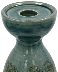 Κεραμικό Κηροπήγιο FL1029 Fylliana Πράσινο - Γκρι 10x21 εκ. 10x10x21 εκ.