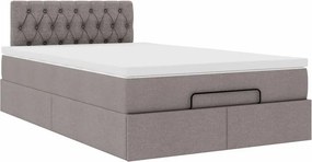 vidaXL Οθωμανικό κρεβάτι με στρώμα &amp; LEDs Taupe 120x200cm ύφασμα