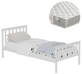 ΚΡΕΒΑΤΙ ΠΑΙΔΙΚΟ ΜΕ ΣΤΡΩΜΑ GIMLY HM21300.01 ΞΥΛΟ ΠΕΥΚΟΥ ΣΕ ΛΕΥΚΟ ΓΙΑ ΣΤΡΩΜΑ 90x190εκ