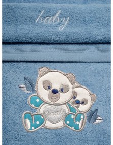 Σετ πετσέτες κεντητές Panda 02 Blue/Blue