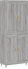 vidaXL Ντουλάπι Γκρι Sonoma 69,5 x 34 x 180 εκ. Επεξεργασμένο Ξύλο