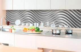 Αυτοκόλλητη φωτοταπετσαρία για κουζίνα ασημί waves - 350x60