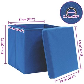 vidaXL Κουτιά Αποθήκευσης με Καπάκια 4 τεμ Μπλε 32x32x32εκ Υφασμάτινα