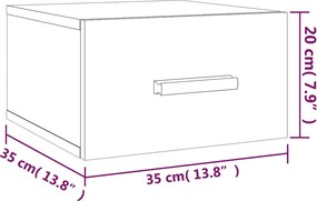 vidaXL Κομοδίνο Επιτοίχιο Καπνιστή Δρυς 35 x 35 x 20 εκ.
