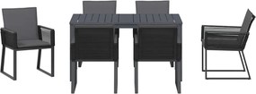vidaXL Σέτ φαγητού για κήπο 7 pcs Ανθρακί συνθετικό ρατάν