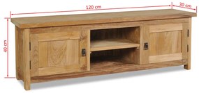 Έπιπλο Τηλεόρασης 120x30x40 εκ Μασίφ Ξύλο Teak - Καφέ