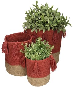 Καλάθι ArteLibre Κοραλί Βαμβακερό 25x25x25cm Σετ 3Τμχ