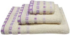 Πετσέτα Βαμβακεvρή Ζακάρ Προσώπου 50x90εκ. Cream-Lilac 7000012-11