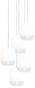 Πολυέλαιος Κρεμαστό Φωτιστικό Οροφής 5xLED 4,2W Dimmable Triac Φυσητό Γυαλί Βάση 15x15cm Gong Mini 5S Prandina-1A63002713001-Λευ 1A63002713001