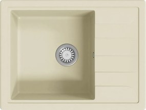 vidaXL Νεροχύτης με Οπή Υπερχείλισης Οβάλ Μπεζ Γρανιτένιος