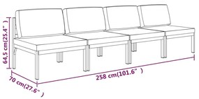 Καναπές Κήπου Τετραθέσιος Ανθρακί από Αλουμίνιο με Μαξιλάρια - Ανθρακί
