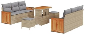 vidaXL Σετ Καναπέ Κήπου 9 pcs Μπεζ 90 x 55 x 71 cm συνθετικό ρατάν