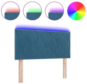 vidaXL LED Κεφαλή Κρεβατιού Σχεδιασμός Διαμαντιών Σκούρο Μπλε 100 εκ. Βελούδο