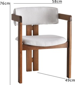 Καρέκλα Κρεμ / Καρυδί CLICRUL 58x49x76