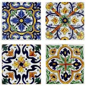 Σουβέρ DKD Home Decor Πλακάκι 4 Μονάδες (10,8 x 10,8 x 0,7 cm)