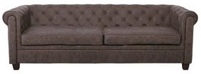 Καναπές Τριθέσιος Chesterfield-W Ε9420,33 219x82x80cm Antique Brown Ύφασμα