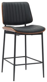 Bar-stool Kathy black pu-walnut metal 48.5x52.5x96cm 51x58x81 εκ.