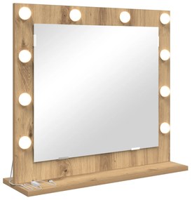 vidaXL Καθρέφτης Vanity με LED φώτα Artisan Oak 60x55x18 εκ