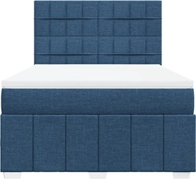 vidaXL Κρεβάτι Boxspring με Στρώμα Μπλε 160x200 εκ. Υφασμάτινο